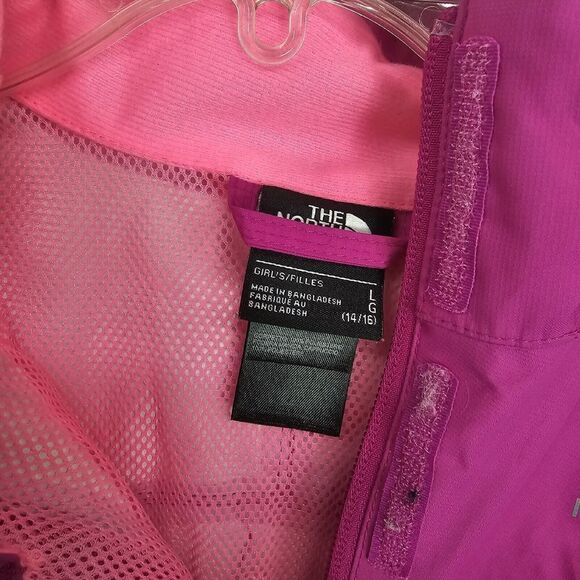 North Face Hyvent Jacket Girls 14/16 Large Hot Pink Rain Waterproof Windproof L - Picture 5 of 8